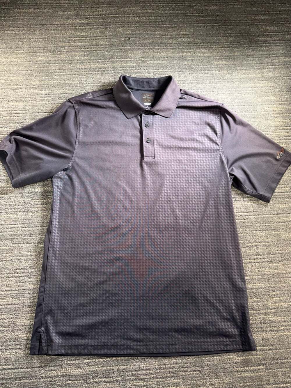 Greg Norman for Tasso Elba Play Dry Houndstooth Polo Shirt Size L